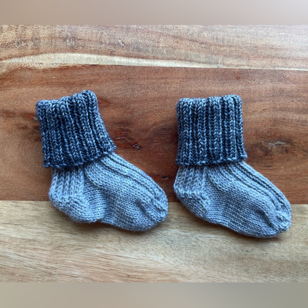 SOLD! Hand knit Baby Socks—that will actually stay on your baby’s feet!